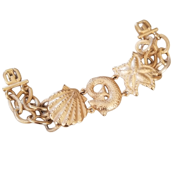 Vintage Diane Von Furstenberg Runway Couture Gold Tone Nautical Bracelet - Picture 10 of 16